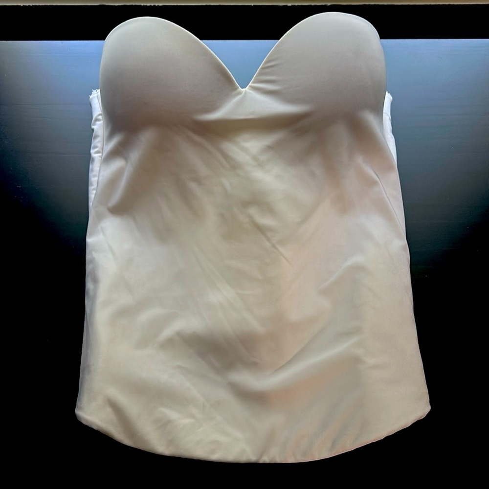 Felina White Long Line Back Hook Strapless Wedding Formal Bustier